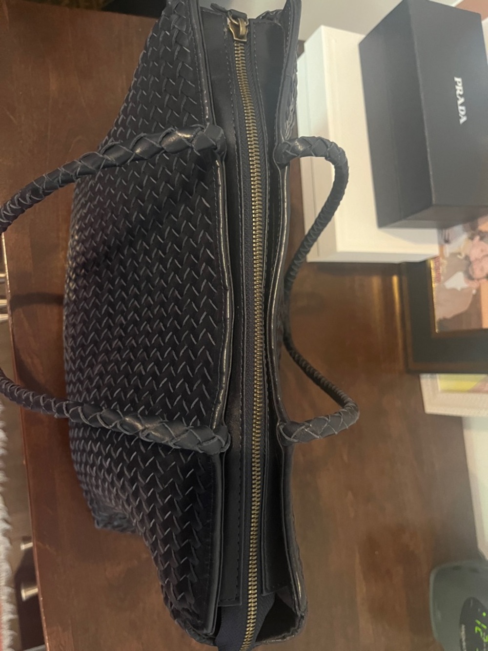 Thea Bag - Navy Woven Tote - Picture 9 of 10